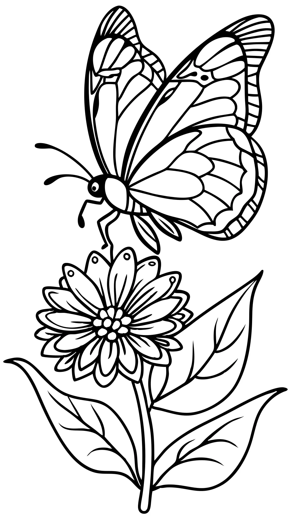 papillon sur une coloriage de fleurs